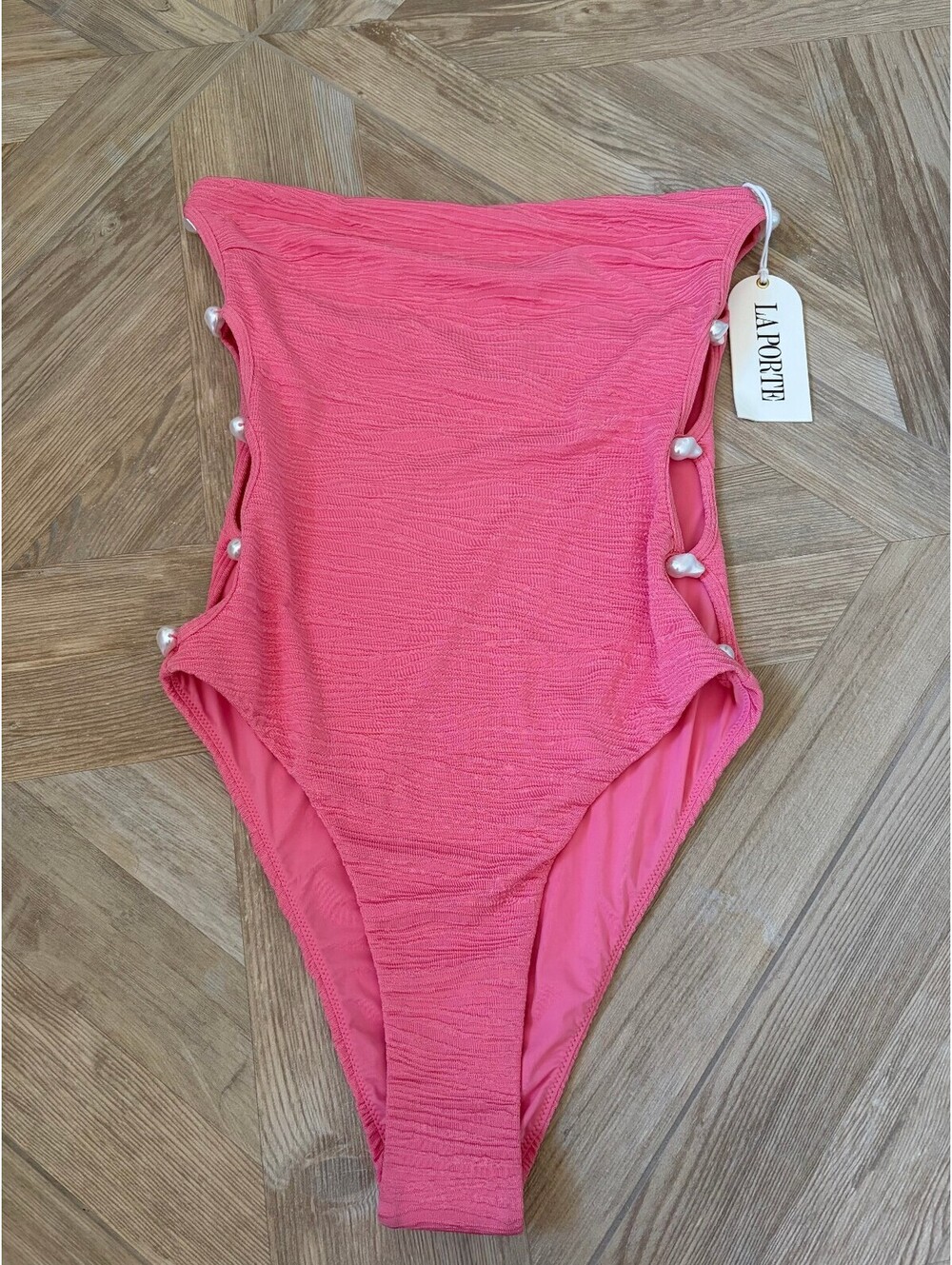 La Porte Stephanie One Piece Swimsuit Pink Size Small Vacation Beach Coastal